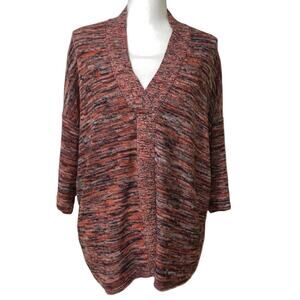 J. Jill Colorful Cotton Sweater Women’s Size Medium V-Neck Knit Top